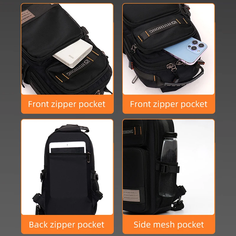 Mochila individual de pesca para hombre, organizador de señuelos de peces, bolsa de almacenamiento para el pecho, bolsa para aparejos de ciclismo y senderismo al aire libre, riñonera grande para caza - imagen 4