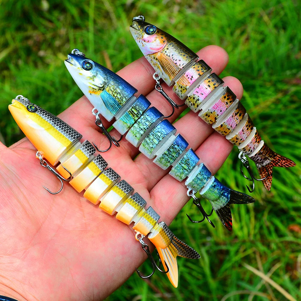 Señuelo de pesca Swimbait multiarticulado de 135MM, cebo con manivela, cebo Artificial biónico de hundimiento lento, pesca de lubina y trucha de agua dulce y salada