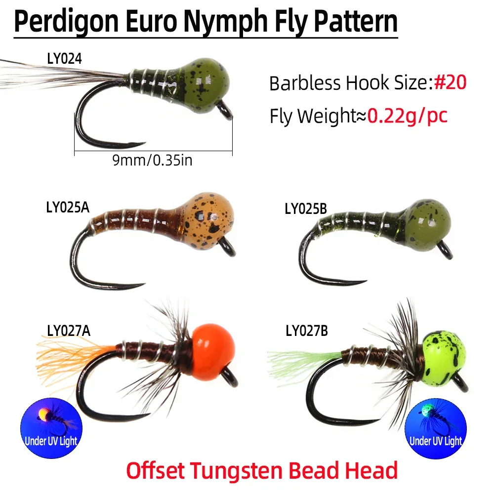 Wifreo 5 uds/6 uds cuentas de tungsteno oreja de liebre doblaje plantilla Ninfa mosca Offset cabeza de cuentas de tungsteno Perdigon Ninfa sin púas Universidad europea húmeda - imagen 3