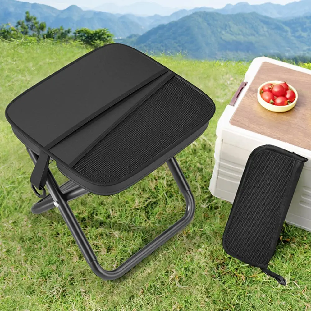 Asiento plegable de acero al carbono, taburete plegable portátil, taburete plegable ultraligero, diseño compacto, silla para acampar, viajar, pescar y senderismo