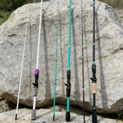 Caña de pescar con señuelo giratorio/fundido de fibra de carbono de 4/5 secciones, caña alimentadora de carpa de acción eléctrica ML con mango EVA para regalo de trucha lubina