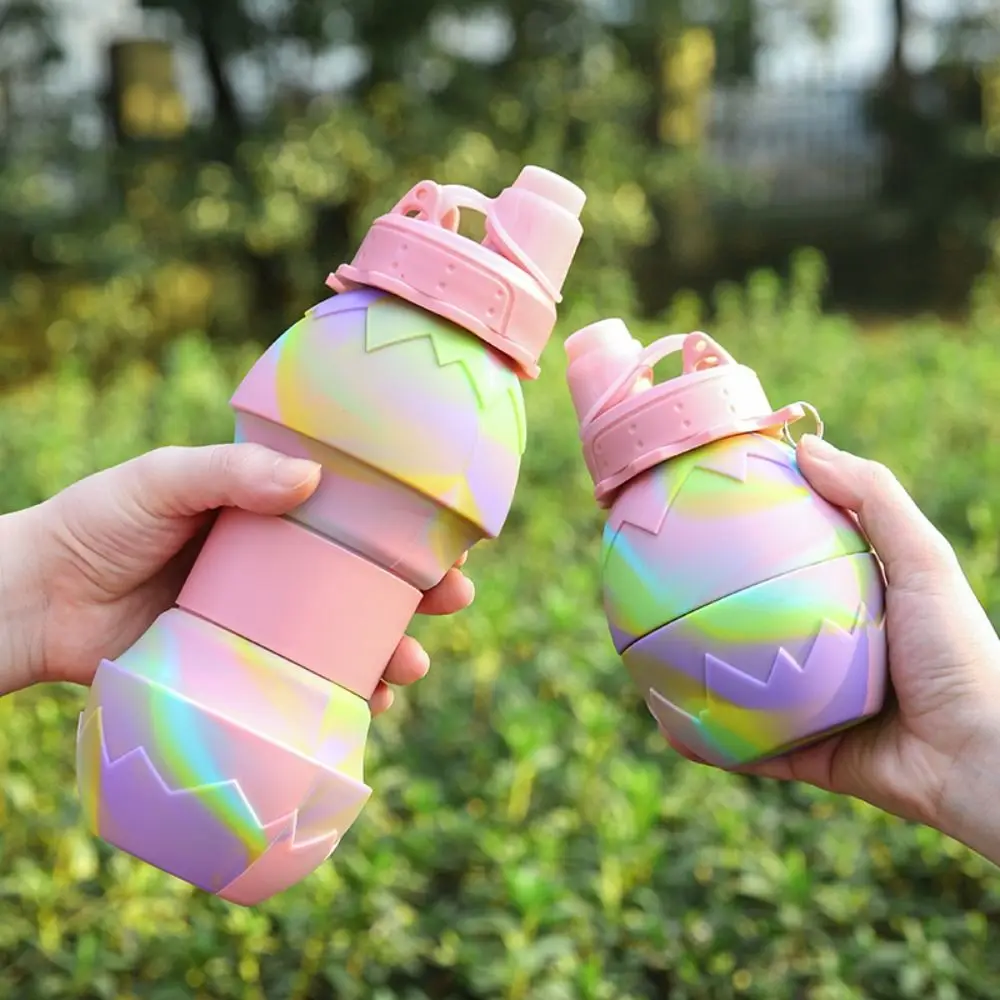 Con mosquetón, tazas plegables de silicona, botella de agua deportiva de silicona de gran capacidad, botella de agua portátil anticaída - imagen 3