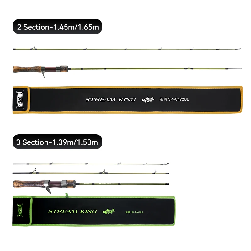 Kingdom STREAM KING Cañas de pescar ultraligeras de carbono MF Action Spinning Casting Cañas de pescar 2 secciones y 3 secciones UL L power Travel Rod - imagen 5