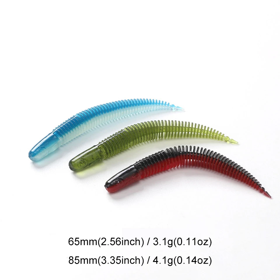 WALK FISH-Señuelos de Pesca con sonrisa, cebo suave, luz de baile, aguja de gusano, cola recta, flotante, lubina, 65mm, 85mm - imagen 2