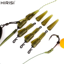 Hirisi-Juego de 10 Clips de plomo híbridos de cambio rápido para pesca de carpa con cola, cono de goma, manga antienredos, accesorios de pesca AH062S