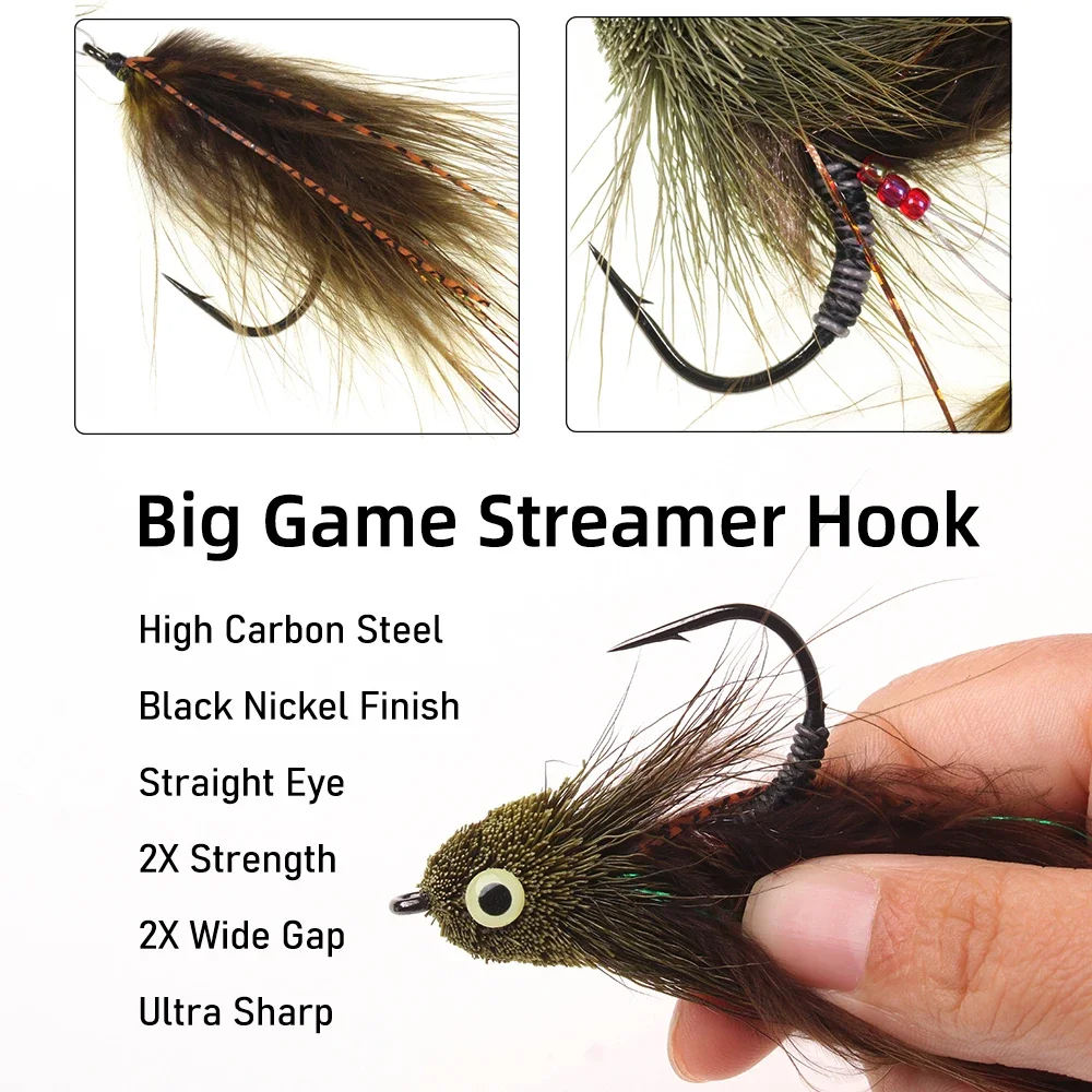 Tamaño S L pelo de ciervo juego grande serpentina articulada mosca fuerte ganchos Aberdeen trucha grande lubina agua salada señuelo de pesca con mosca cebo - imagen 3