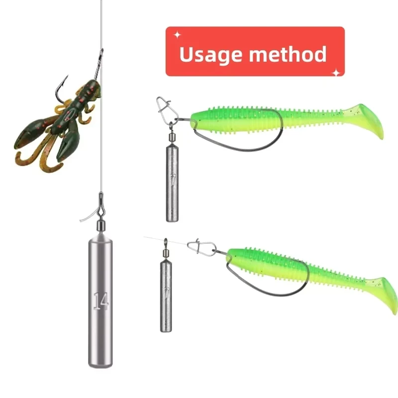 10 piezas 360 °   Plomo de plomo con anillo de 8 formas de rotación libre para pescar con forma de gota y cilindro, 3,5g-20g para pesca con tobogán gratuito - imagen 4