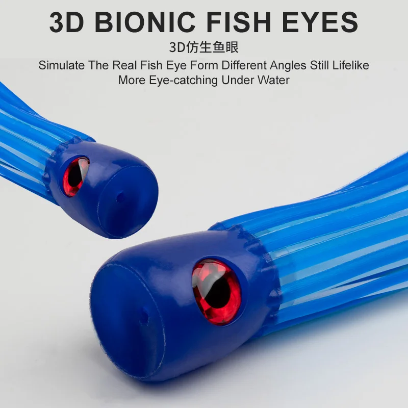 TEASER-señuelo de Pesca de Marlin, cebo de pez de 21g y 6 pulgadas con cabeza de resina, falda de calamar suave, pulpo Trooling, TR006-A - imagen 5