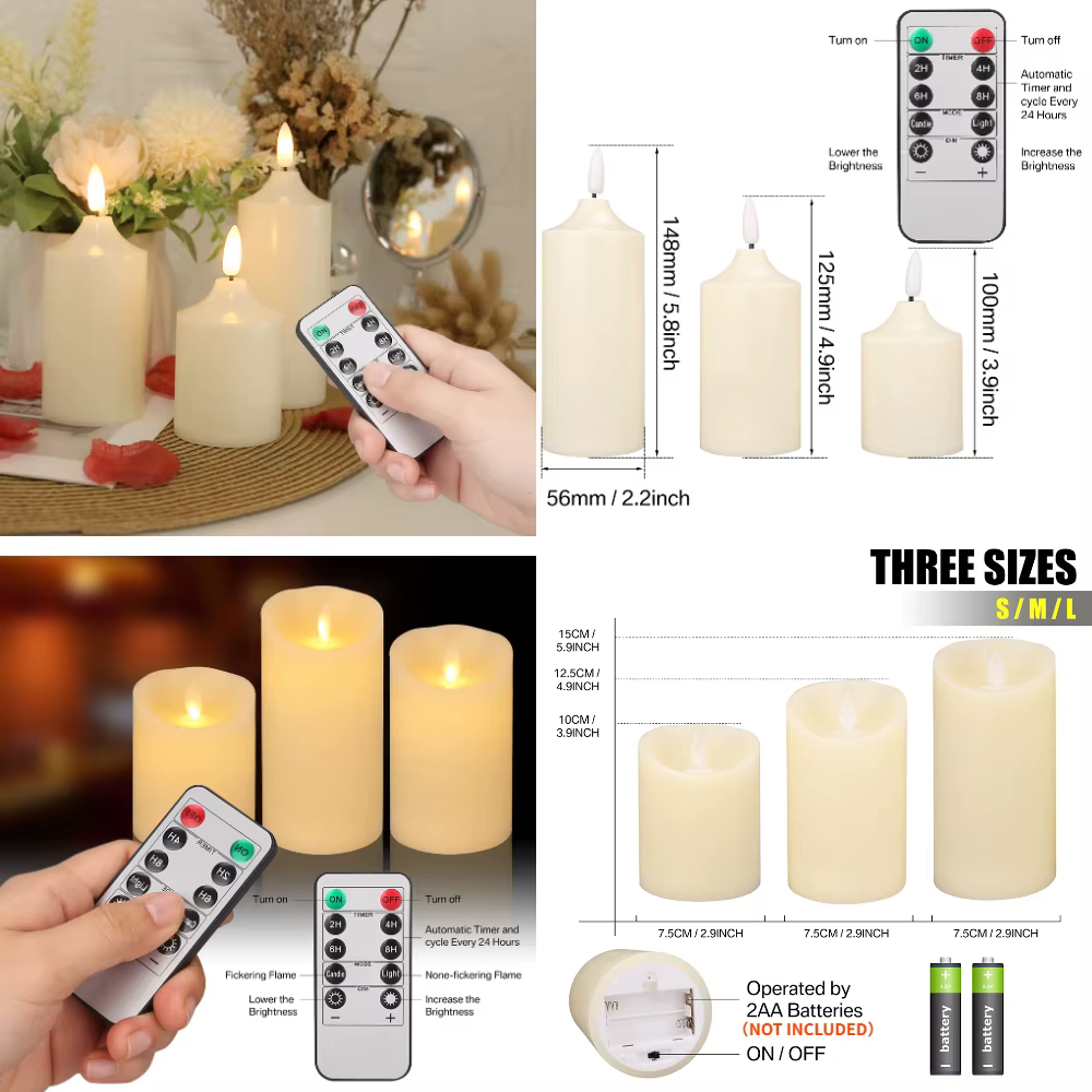 Velas de luces de té Led parpadeantes sin llama, 3/5/6/12 Uds., con temporizador, ciclo automático o temporizador, velas de velas con Control remoto - imagen 4
