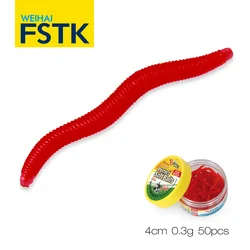 FSTK Señuelo blando lombriz roja realista para pesca