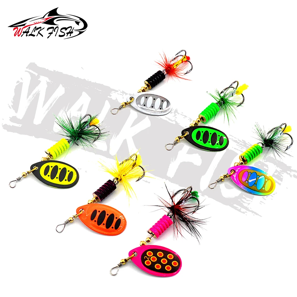 WALK FISH Señuelo cuchara – Triples con pluma para lubina y trucha