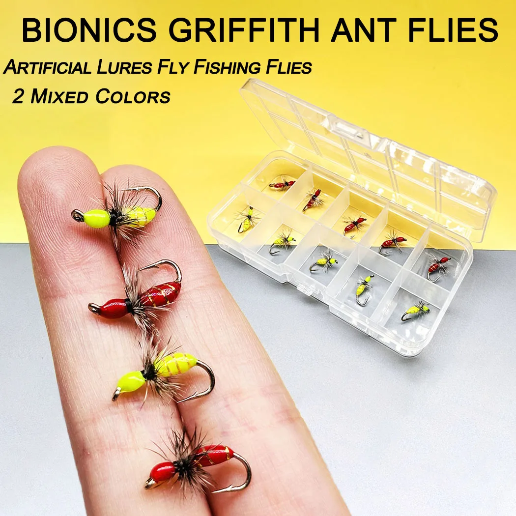 Mosca seca artificial Griffith hormiga verde/rojo para trucha y lubina