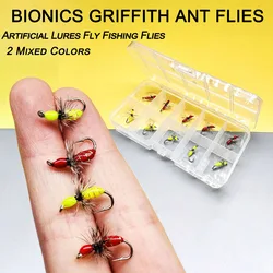 Mosca seca artificial Griffith hormiga verde/rojo para trucha y lubina