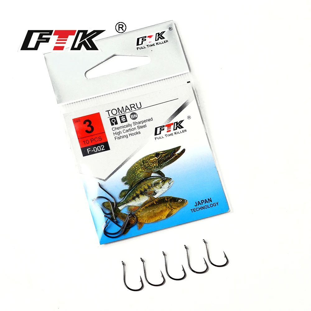 FTK-anzuelos de pesca con púas de acero al carbono, 10 piezas, Tomaru, perca, Lucio, carpa, accesorios de pesca, 3-12 # - imagen 5