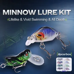WEIHE 8 Uds B Minnow Kit de señuelos juego de cebo Micro-minolua D0679