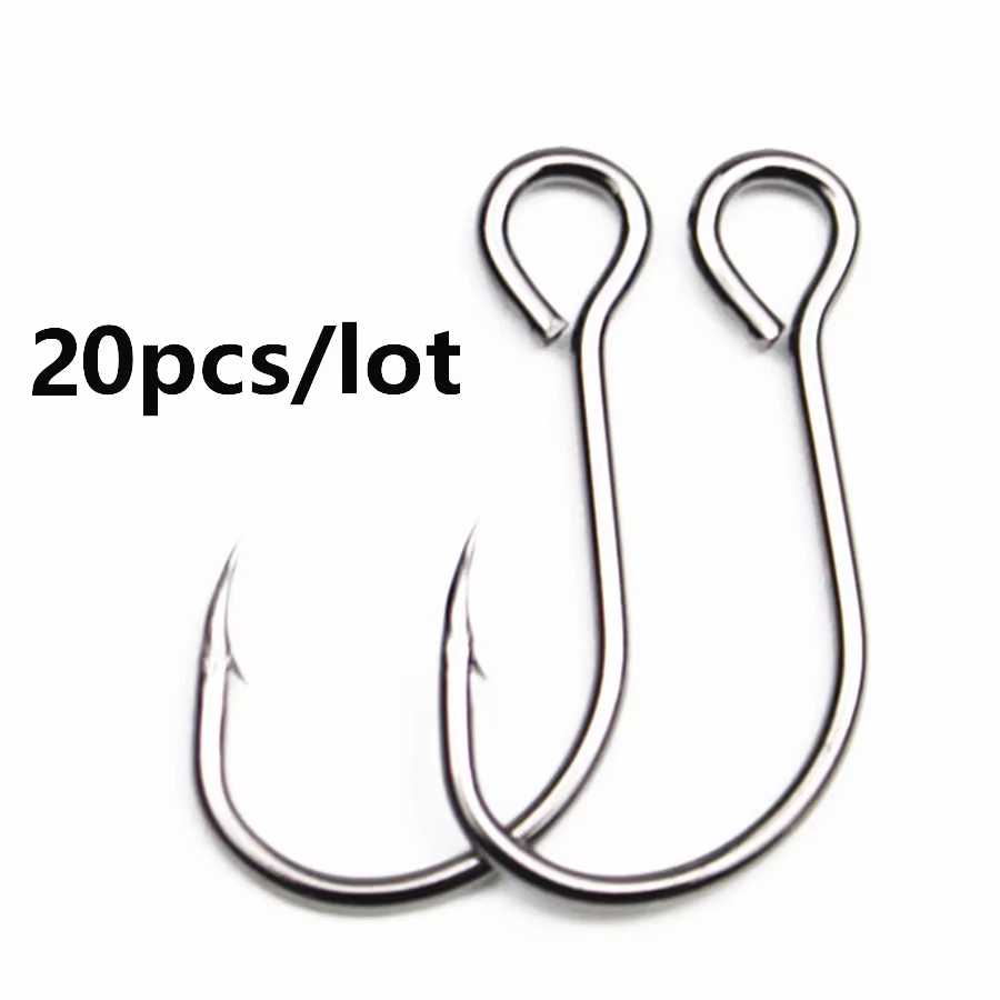 Anzuelos de pesca 20 piezas, anzuelos en línea de acero de alto carbono para agua salada - imagen 2