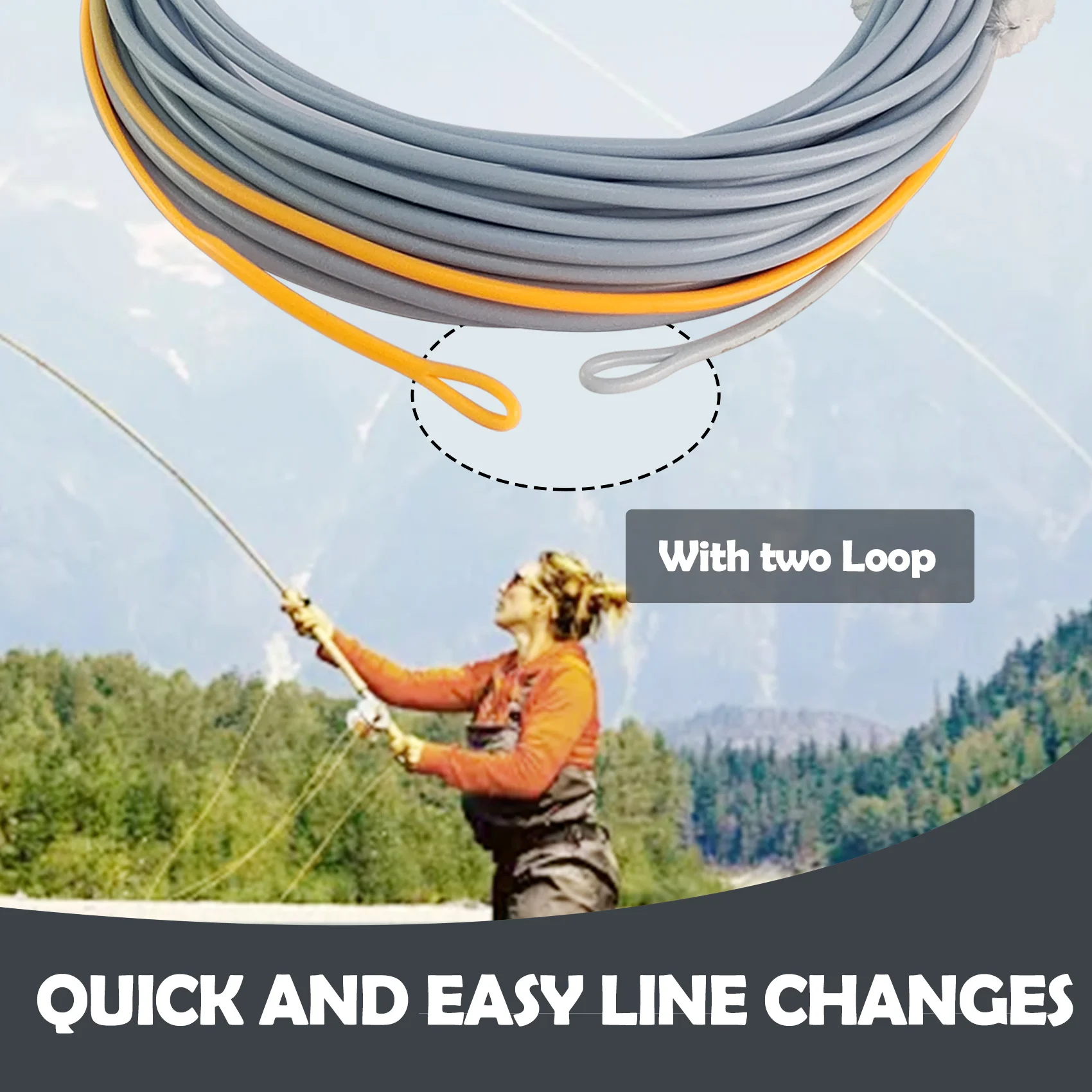 Aventik-sedal de pesca con mosca flotante Skagit, línea de pesca con mosca trenzada súper fuerte de 30lb, 22-25 pies, con bucles soldados en ambos extremos - imagen 2