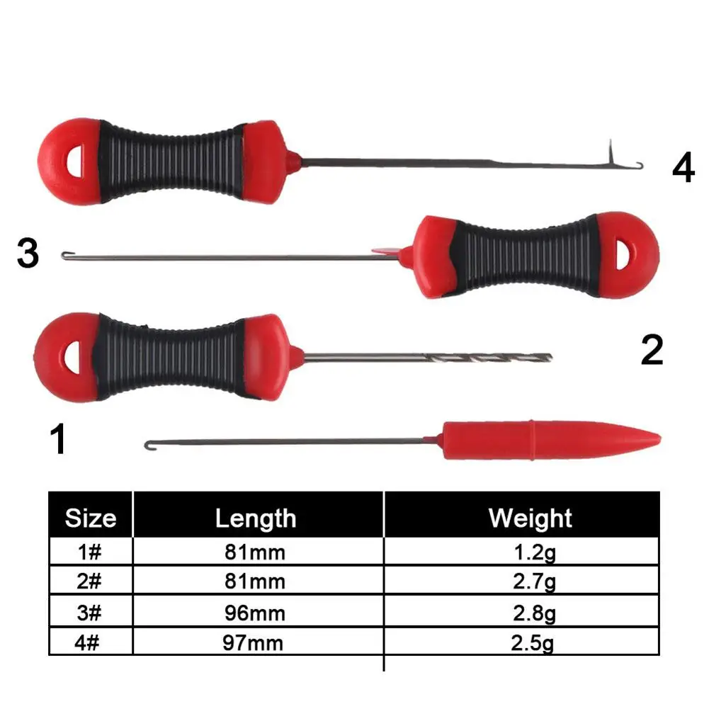 Herramienta de empalme de aguja de pesca, Kit de cebo de pesca de acero inoxidable con Mango antideslizante, 1 unidad/4 piezas - imagen 2