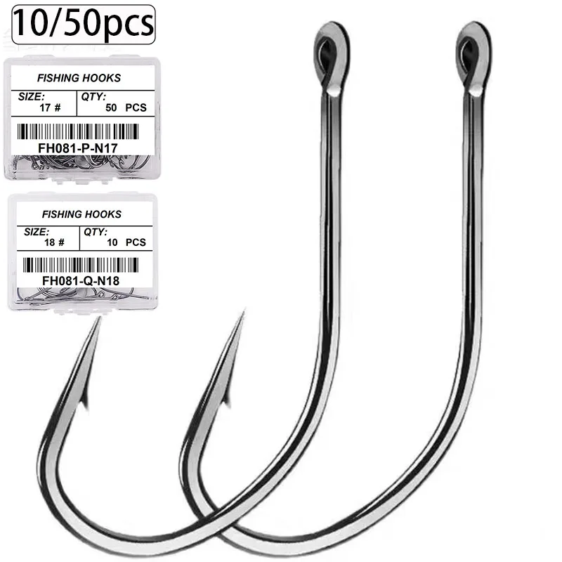 10-50 unids/caja anzuelo de pesca con mosca de acero rico en carbono, anzuelo de púas afilado, anzuelo de carpa con púas anchas y curvadas para peces ruidosos