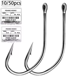 10-50 unids/caja anzuelo de pesca con mosca de acero rico en carbono, anzuelo de púas afilado, anzuelo de carpa con púas anchas y curvadas para peces ruidosos