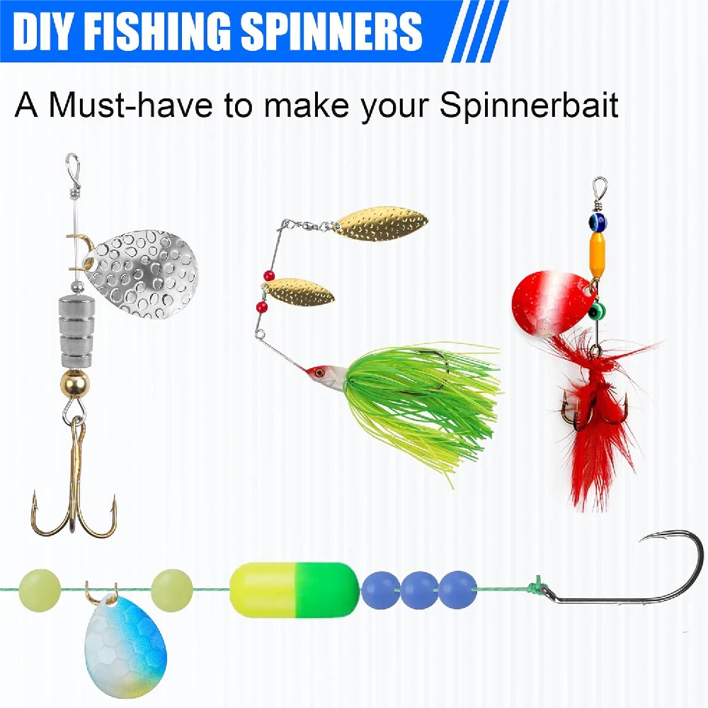 Kit de fabricación de aparejos Walleye, 100 Uds., DIY, señuelo de pesca Spinner, suministros de cebo, piezas, arnés sobre orugas, aparejos de cebo vivo, cuchillas de cuchara Colorado - imagen 4