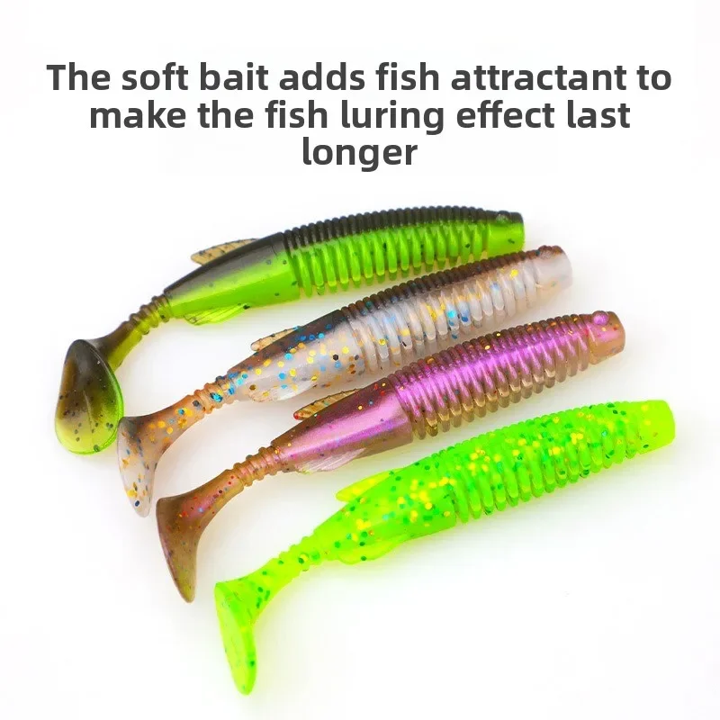 Señuelo de pesca suave flotante, 8 Uds., 65mm/1,7g, 75mm/3,2g, cola en T, Swimbait de silicona suave, Wobbler para Lucio, lubina, sábalo, aparejos de pesca - imagen 4