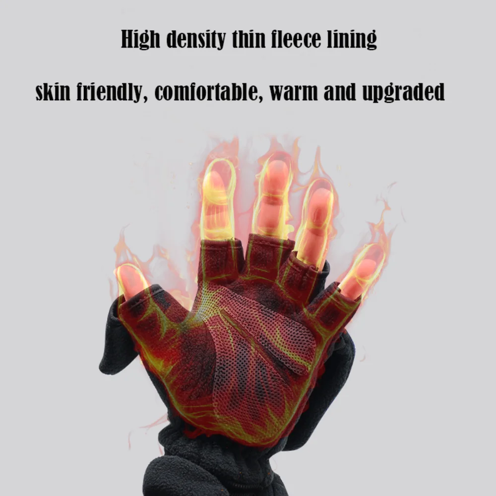 Guantes de invierno negros de alta calidad, guantes de pesca antideslizantes con tapa, guantes de fotografía cálidos y transpirables, Unisex - imagen 2