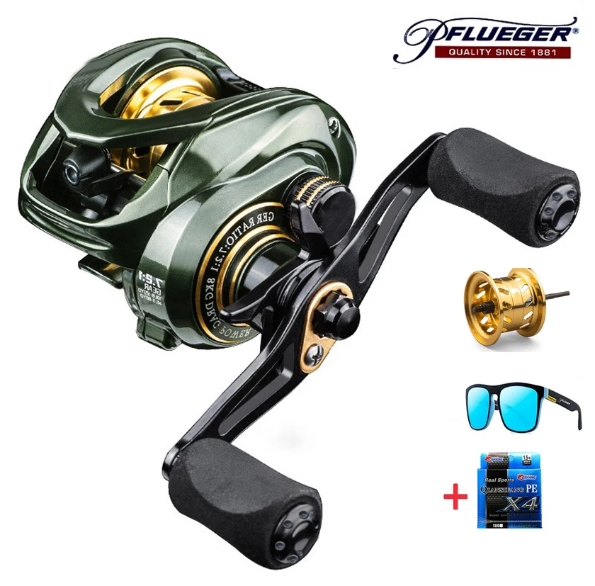 Carrete de pesca de aleación de Metal Pflueger, arrastre máximo de 8KG con rodamientos de escudo de alta y baja velocidad, carrete de pesca de agua salada fuerte