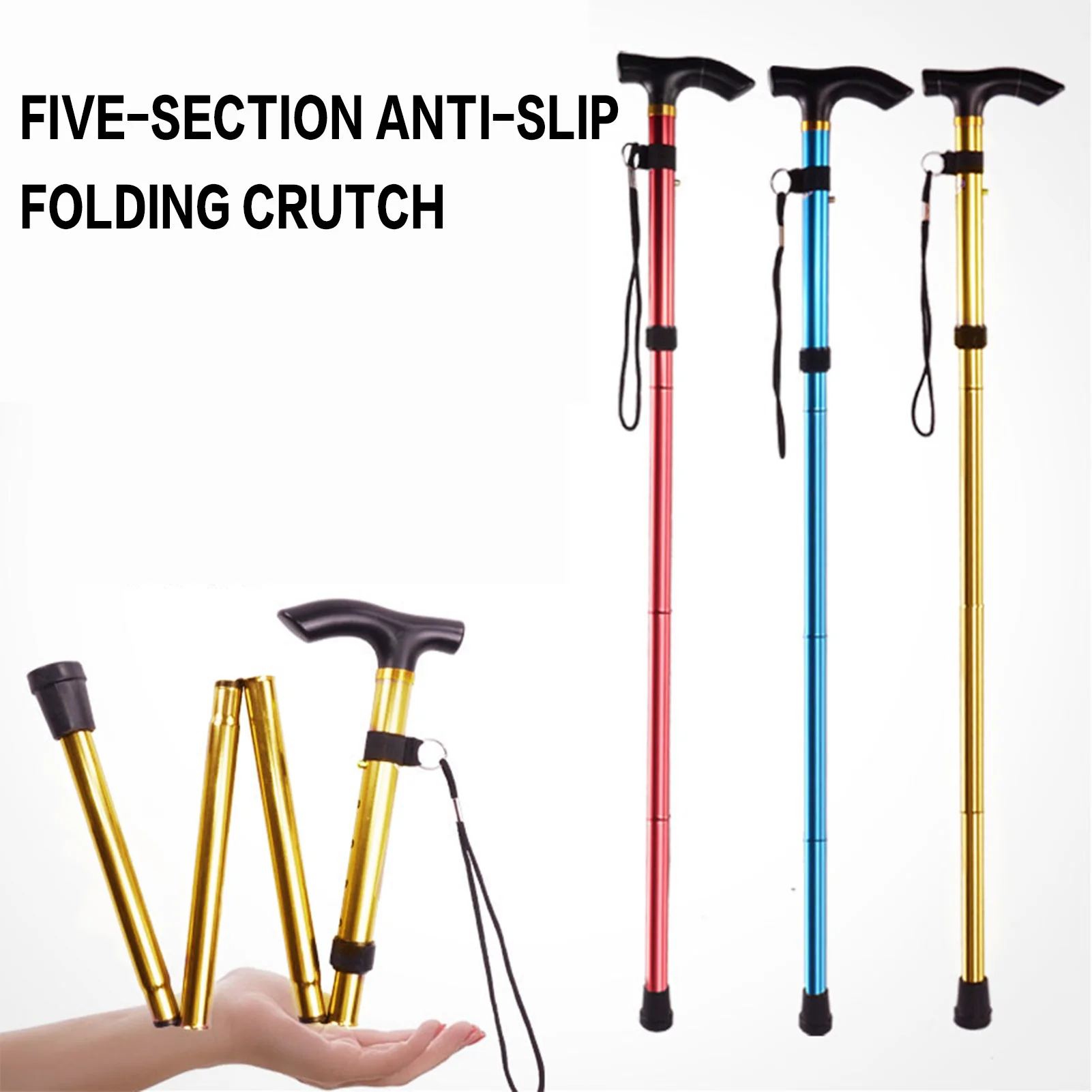 Bastones de senderismo plegables, bastón de Trekking portátil ultraligero de aleación de aluminio, Alpenstock duradero para acampar, senderismo, escalada, esquí - imagen 3