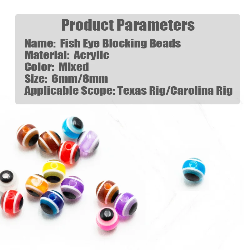 Cuentas de bloqueo de ojo de pez, 6/8mm, 50 Uds., cuentas de pesca acrílicas de colores mezclados para aparejo Texas/Carolina, Kit DIY, aparejos de pesca de lubina - imagen 2