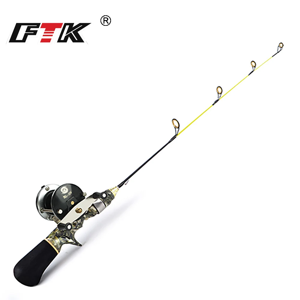 FTK-caña de pescar en hielo para invierno, 50cm, 60cm, carrete de pesca en hielo, C.W.10-20G - imagen 5