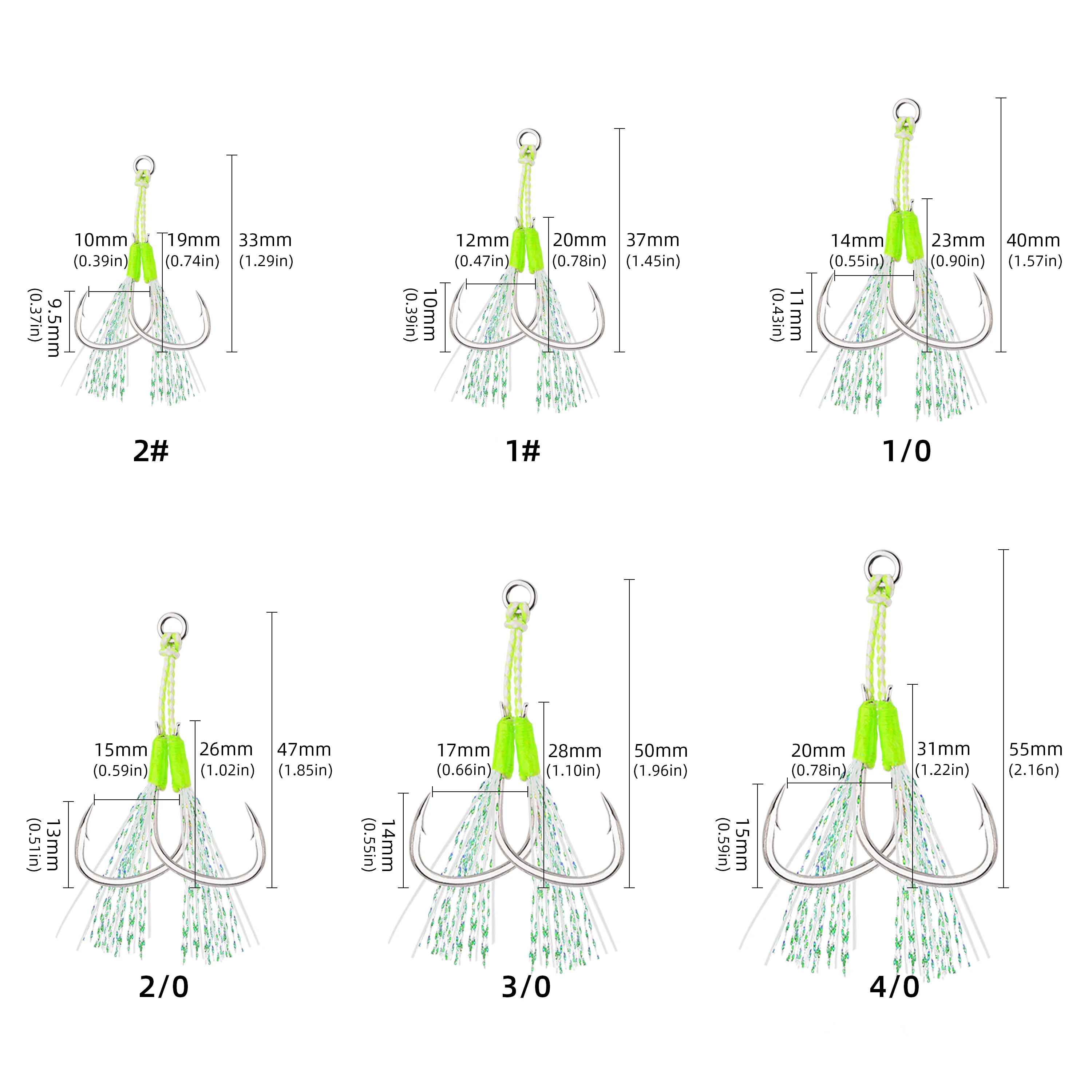 10 pares de anzuelos de asistencia de plantilla fundida, línea luminosa de plumas de acero inoxidable de alta resistencia, anillo sólido, cuchara de Jigging, anzuelo de agua salada - imagen 3