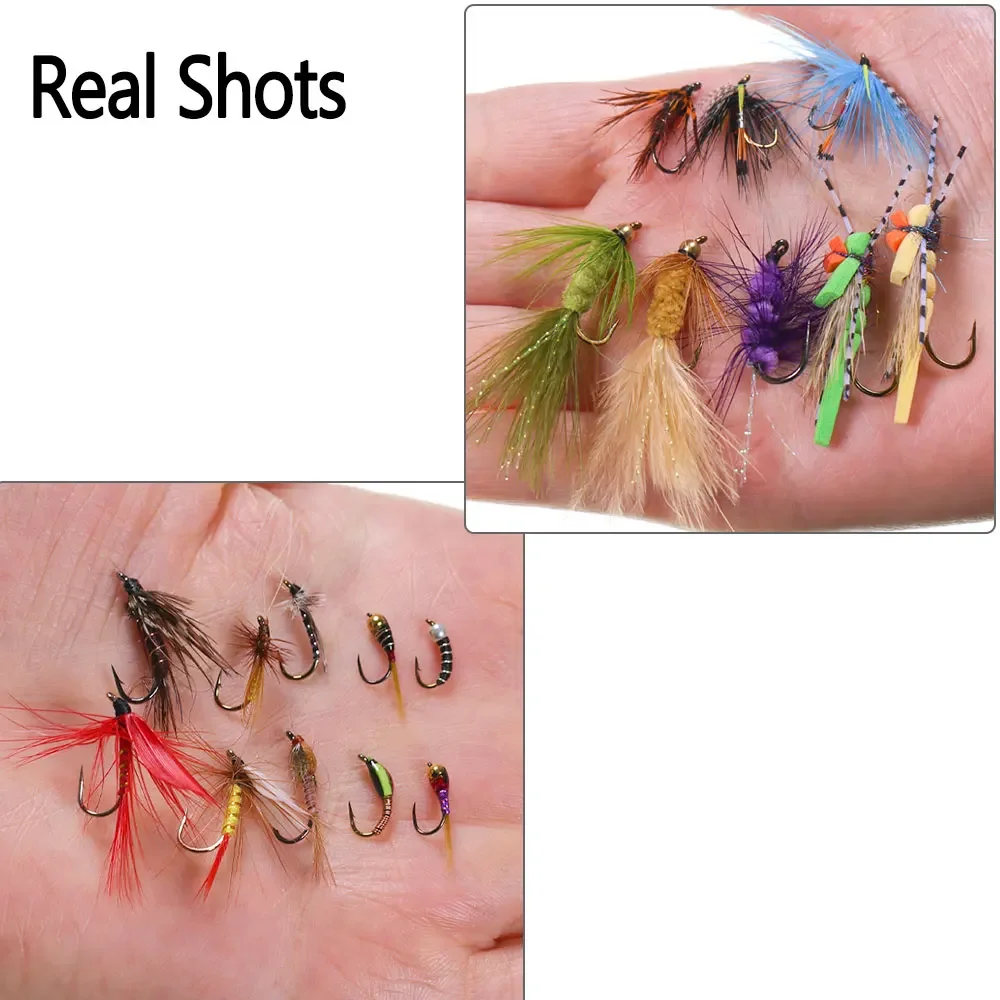 Bimoo 52 Uds Kit de moscas/caja de espuma saltamontes mosca seca mosca húmeda Caddis Sedge Lumo Scud ninfa Marzo marrón ninfa húmeda cebra midge trucha - imagen 5