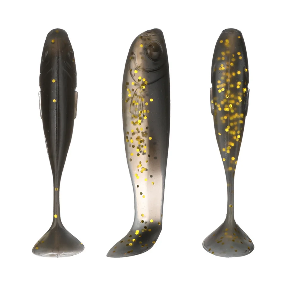 MUKUN 10 unids/lote Shad gusano cebo suave cola en T Jigging Wobblers señuelo de pesca aparejos lubina Lucio Artificial Swimbait de silicona - imagen 5