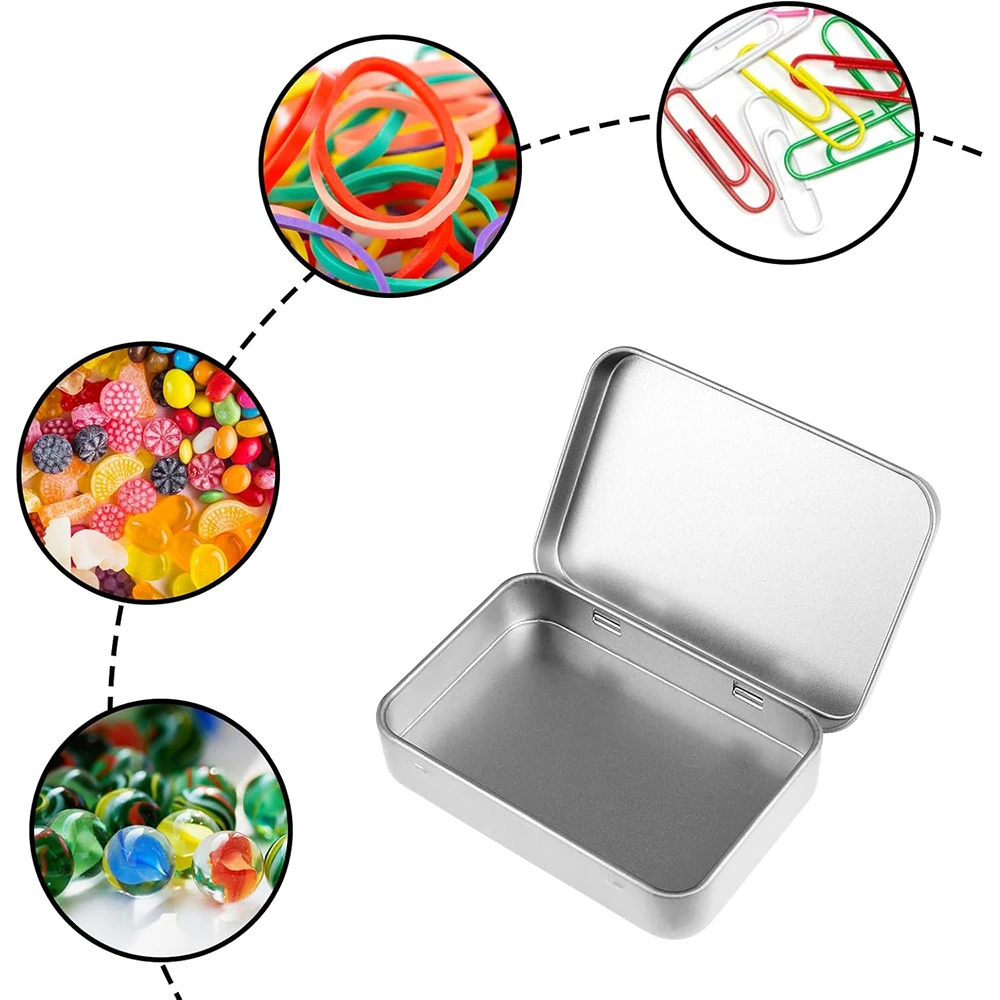 Caja de lata con bisagras de Metal, contenedor Mini contenedor de almacenamiento pequeño portátil con tapa para almacenamiento en el hogar, organizador artesanal de dulces, 6 uds. - imagen 4