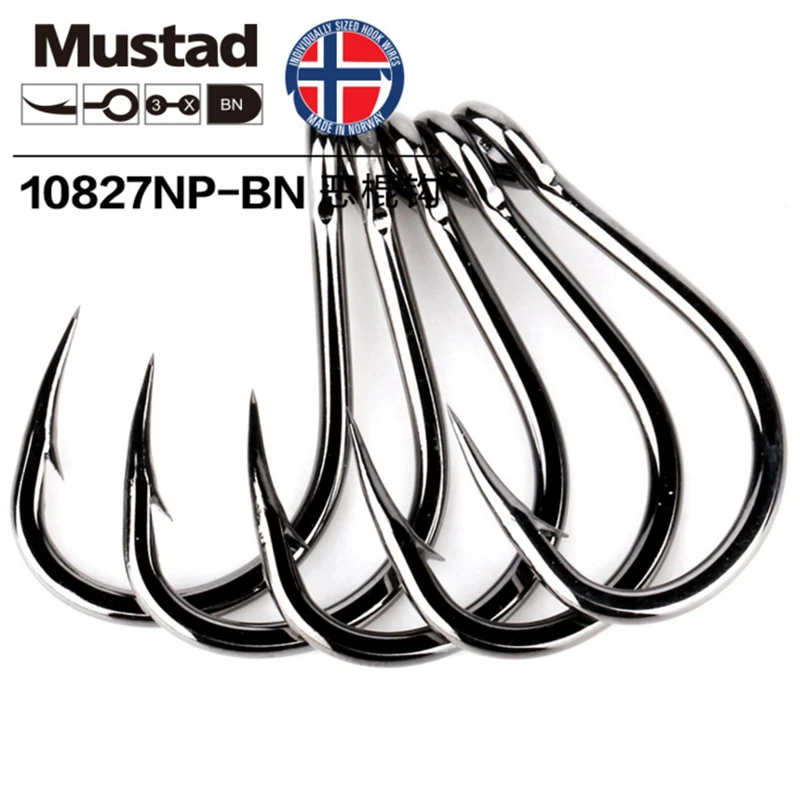 Mustad-anzuelos originales para pesca en el mar, anzuelos de tablero de hierro con alto contenido de carbono, anzuelos de plantilla fuerte 4X, cebo vivo Jigbait, 10827 - imagen 2
