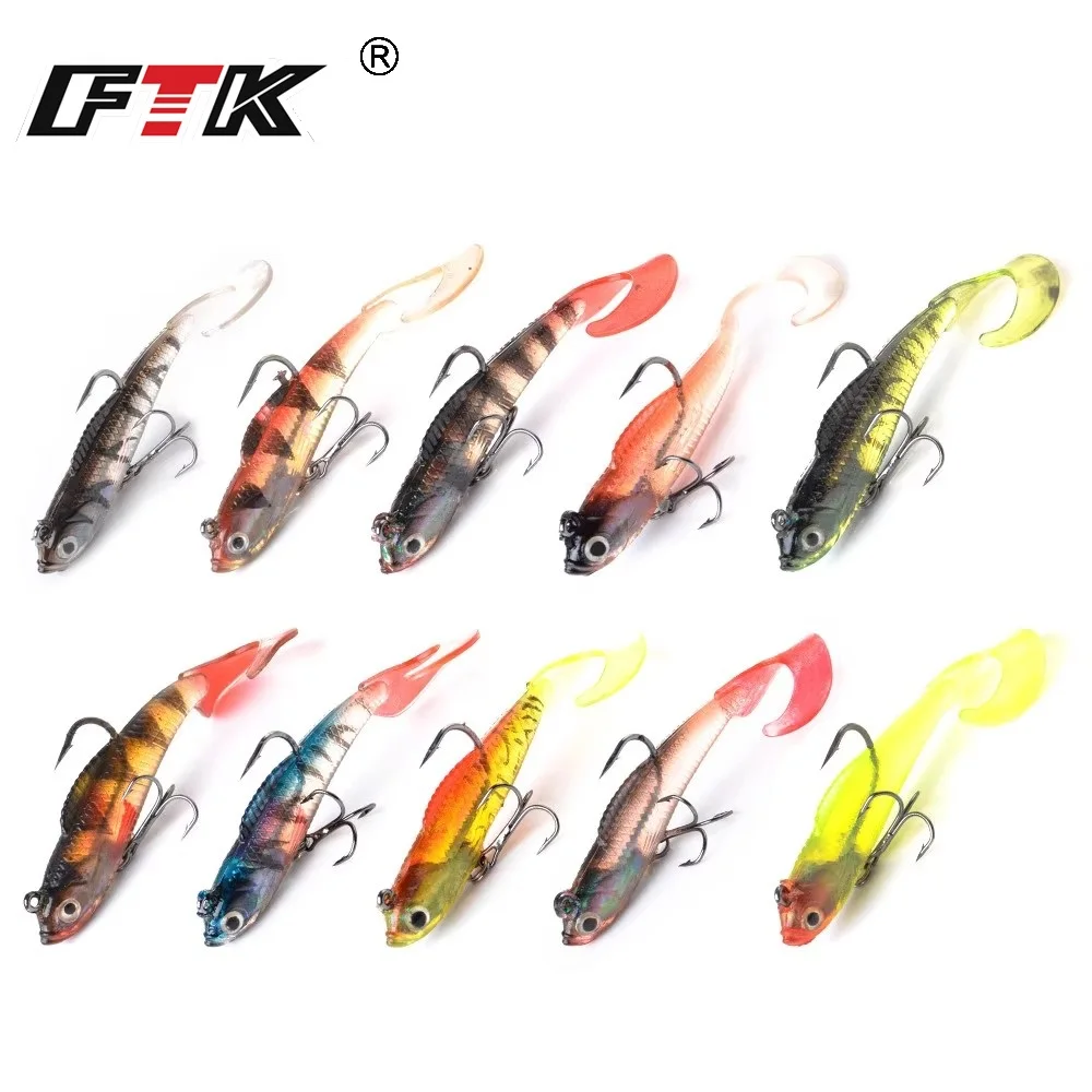FTK 4,5/8, 5/21g cabezales de plantilla cebo de silicona suave Señuelos de pesca larva 6/8/10cm Wobblers hundidos Swimbait cebo de pesca Artificial