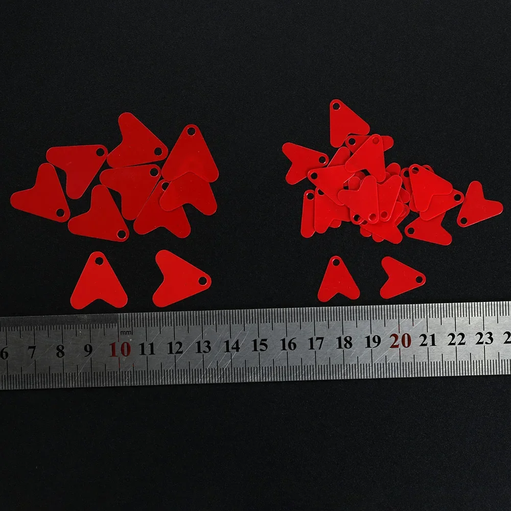 100 Uds anzuelo de pesca con forma de corazón rojo lentejuelas pesca trucha cuchara señuelo de lentejuelas colas de pez prácticas de plástico 2 tamaños 21mm 16mm - imagen 4