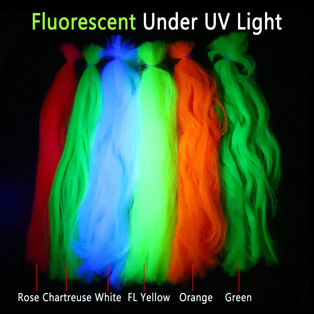 Bimoo, 2 paquetes de fibra rizada prensada, pelo sintético largo brillante, cebo Streamer de agua salada, Material de atado de moscas de pescado, señuelos de plantilla Bucktail - imagen 5