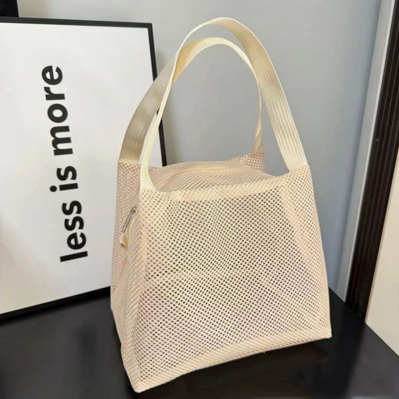 Bolsa de malla con cremallera de gran capacidad, bolsa de almuerzo, bolsa de playa para lavado, Estuche de transporte, neceser de viaje, bolsa de maquillaje, bolsa de cosméticos portátil - imagen 3