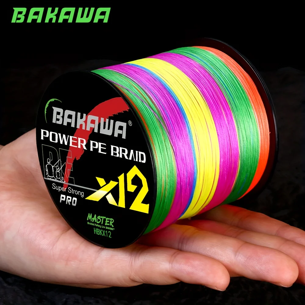Línea de pesca trenzada de 12 hebras BAKAWA, línea de PE multifilamento japonés de 500M, línea de pesca súper fuerte X12 suave y duradera, productos de pesca