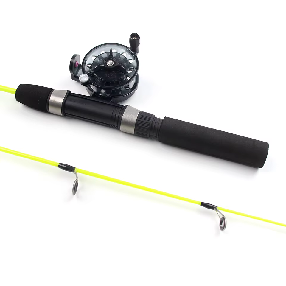 Juego de carretes y caña de pescar en hielo todo en uno ultracorto de 58cm, cuerpo de varilla de fibra de carbono adecuado para pesca en cuevas de hielo, fácil de usar - imagen 5