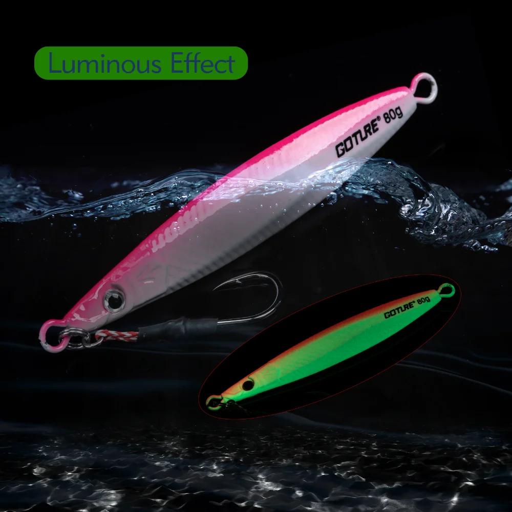 Goture-Juego de Señuelos de Pesca de Metal fundido, cebo duro de 80g/150g/200g para pesca de lubina en agua salada, lote de 5 unidades - imagen 5