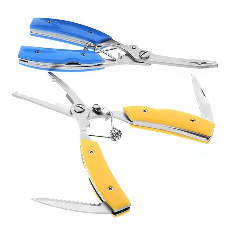 Alicates de pesca de anillo dividido de acero inoxidable, tijeras de uso de peces de 14,5 cm para caña de señuelo, cortador de línea, herramienta removedora de anzuelos con funda Oxford