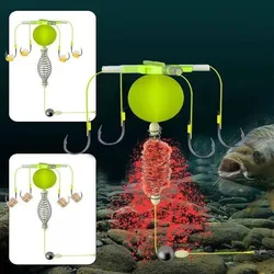 Jaula para cebo de pesca con gancho de cuerda, cuatro ganchos, línea de acero al carbono, alimentador de grupo, flotador de plomo, herramientas para jaula de cebo de primavera, 2025