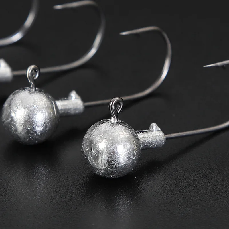 10 Uds 20 piezas anzuelo de pesca con cabeza de anzuelo 1,5g 3g 3,5g 5g 7g 10g anzuelo de bola redonda con hoja anzuelo sin malezas para pesca de gusanos blandos - imagen 3