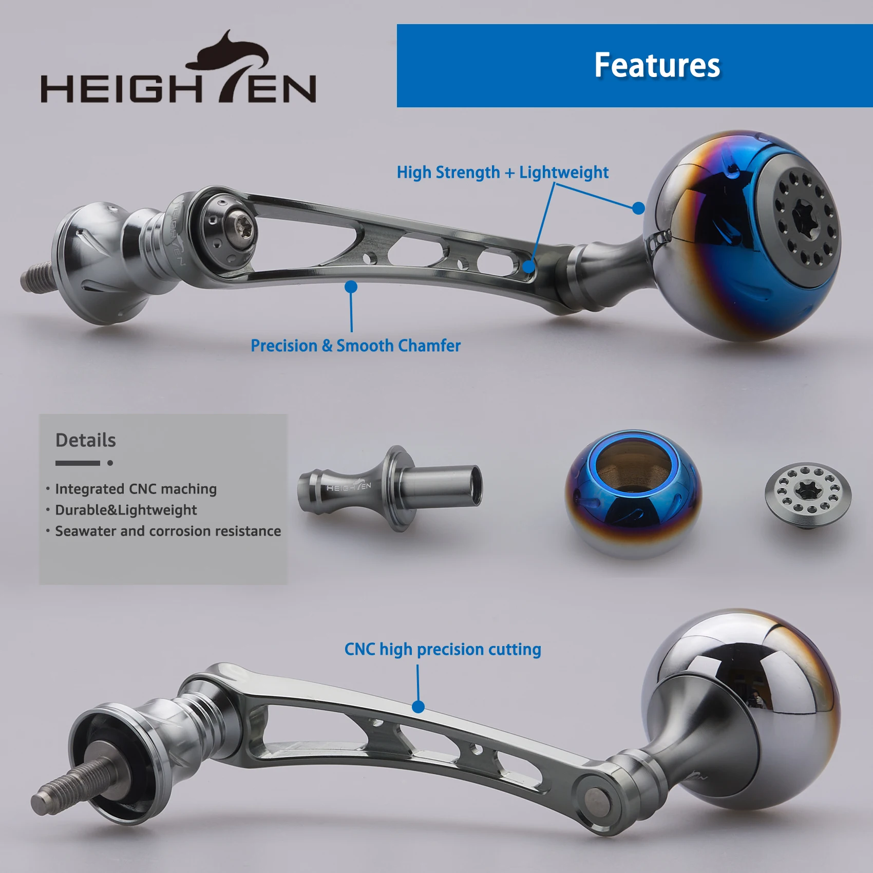 HEIGHTEN Mango de carrete giratorio de 56mm con perilla de 30mm para Daiwa Luvias Shimano Vanford Twin Power - imagen 2