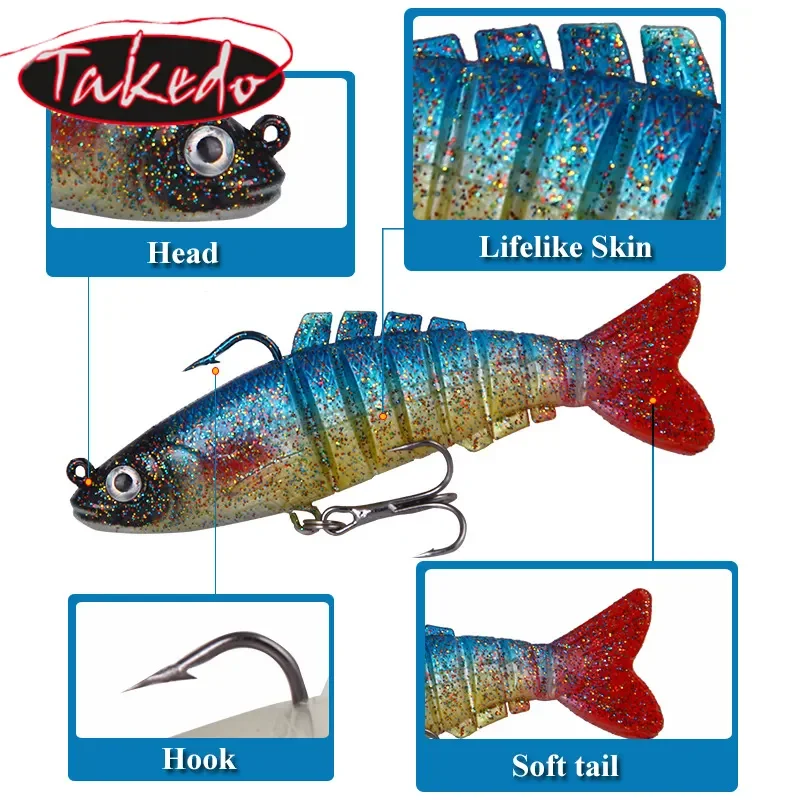Takedo XY08 Swimbait articulado vibrante para perca y mandarín - imagen 3