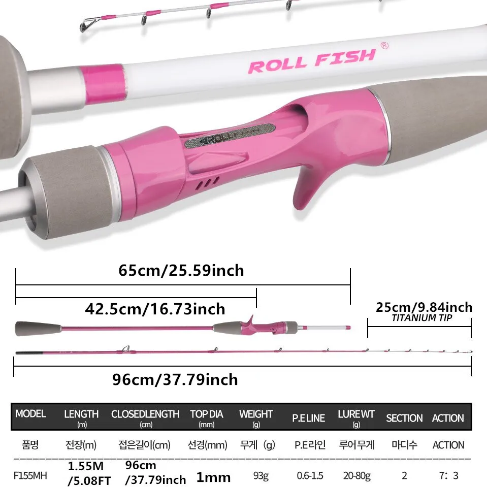 ROLLFISH 1.55m fibra de carbono punta de titanio pulpo calamar cuttle Rod-Action7:3 para barco Jigging lento agua salada y ligero - imagen 4