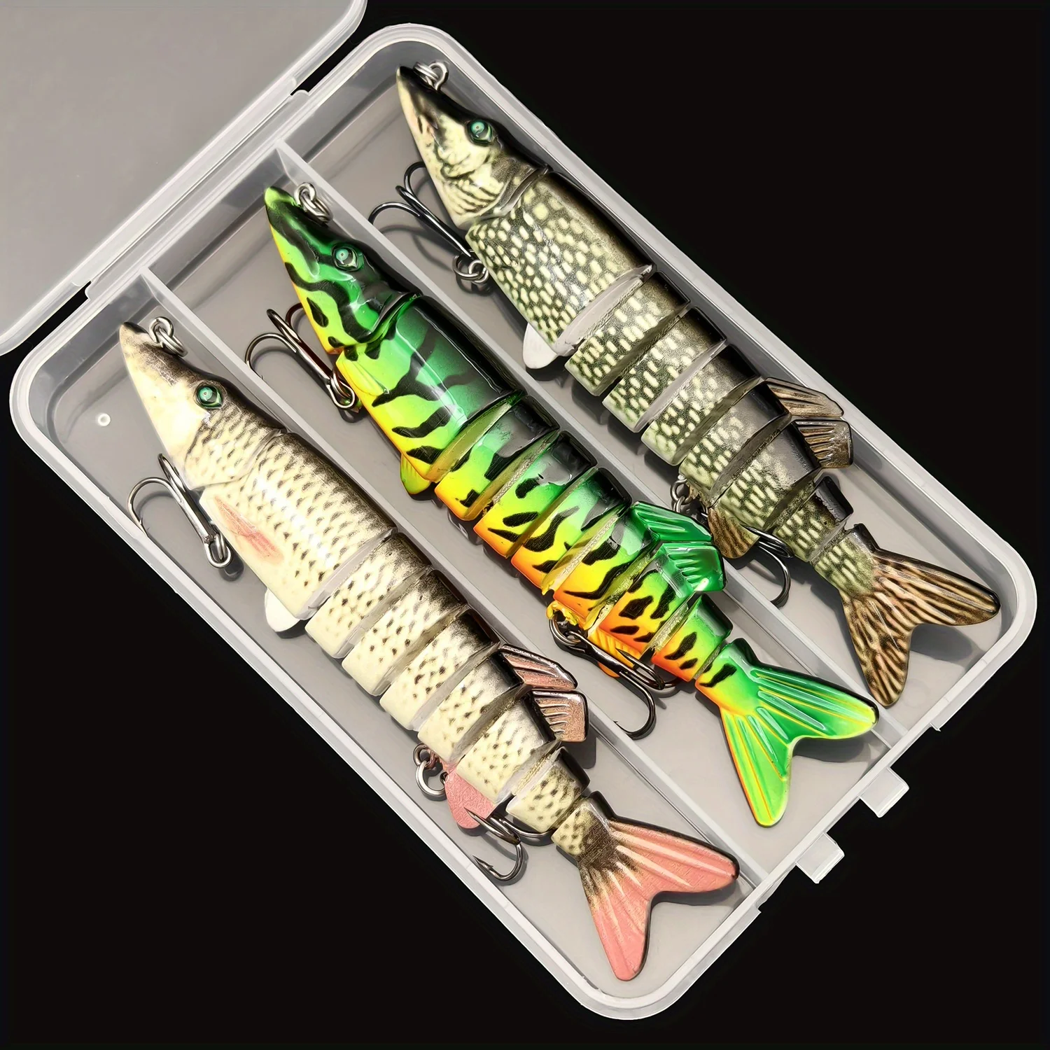 ANFS 1 ud./3 uds. Señuelos de pesca multiarticulados para lubina, trucha, perca, señuelo de pesca, señuelos de natación, agua dulce y salada - imagen 3